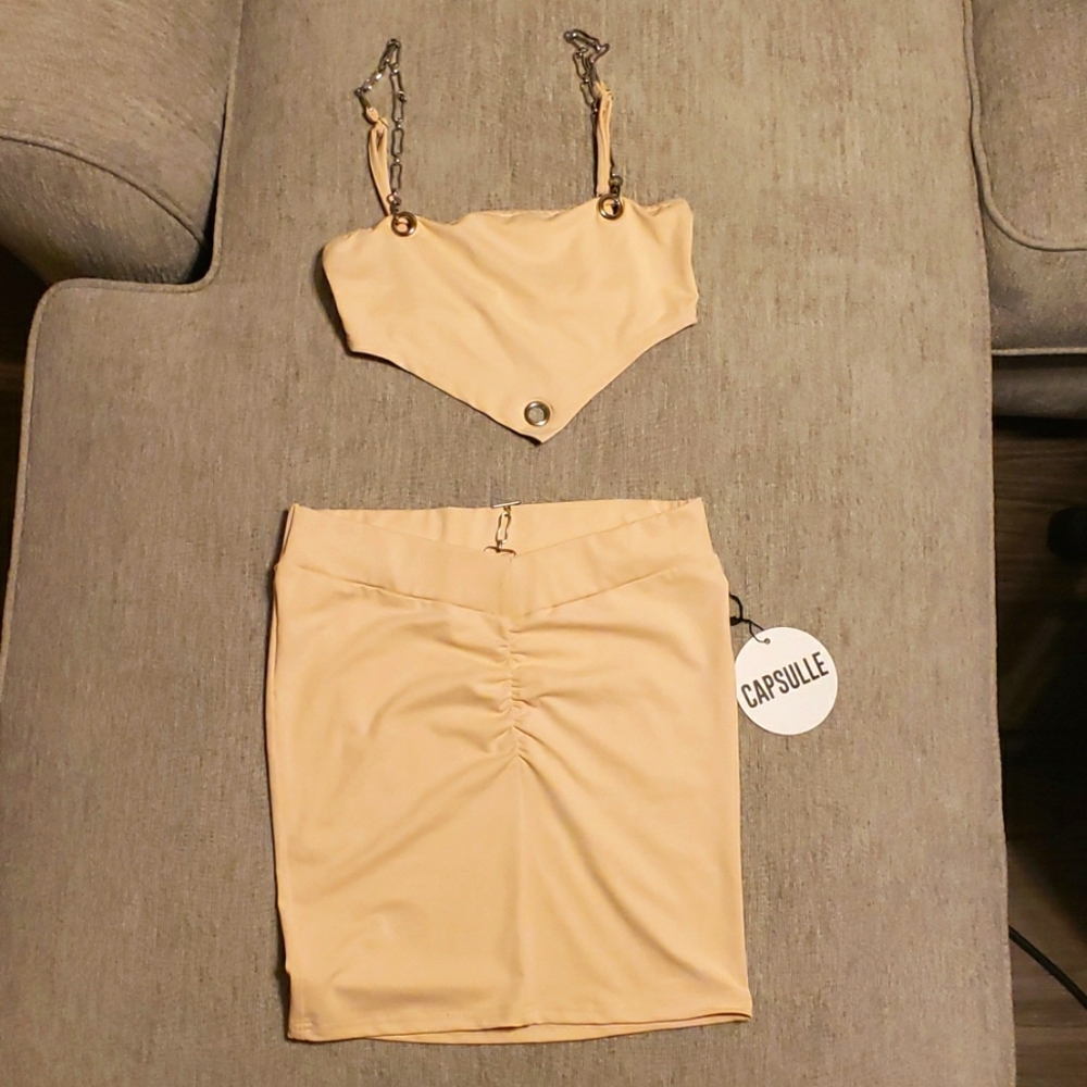 2 piece skirt top set